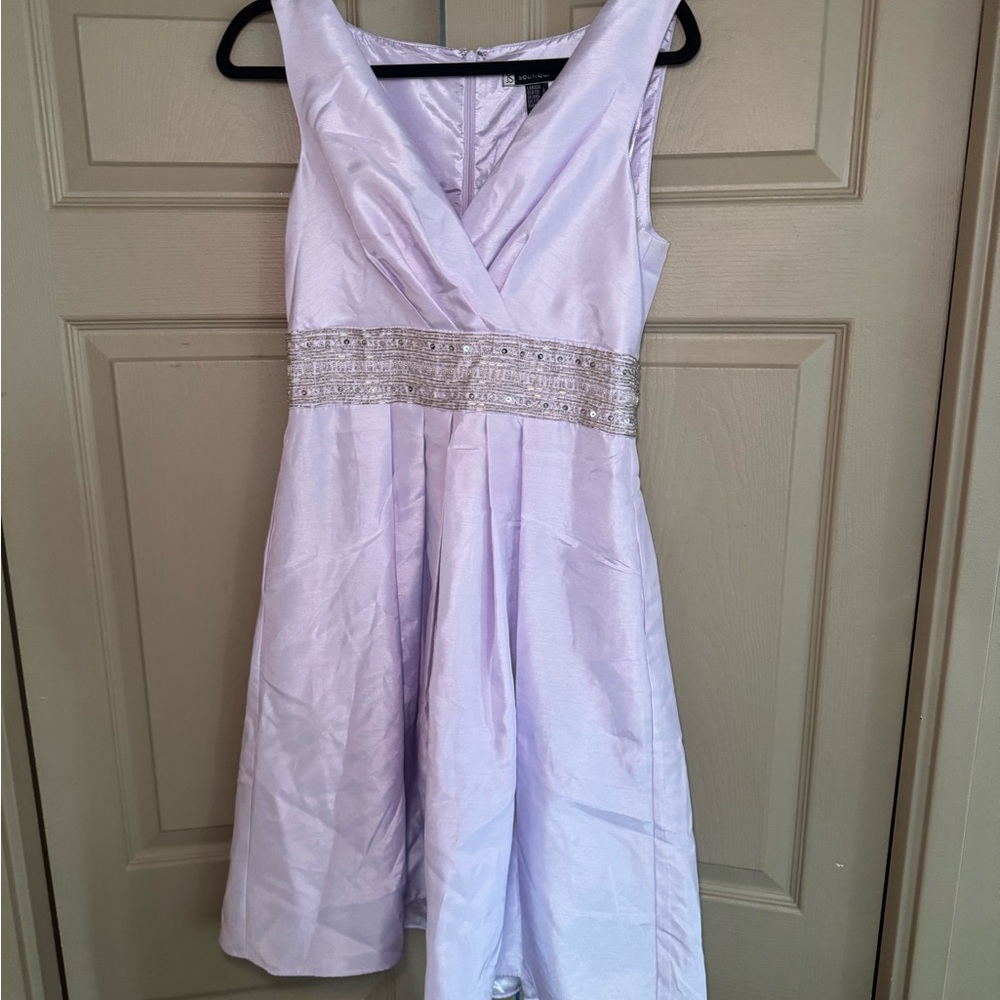 Lavender Sleeveless Dress with Silver Accents